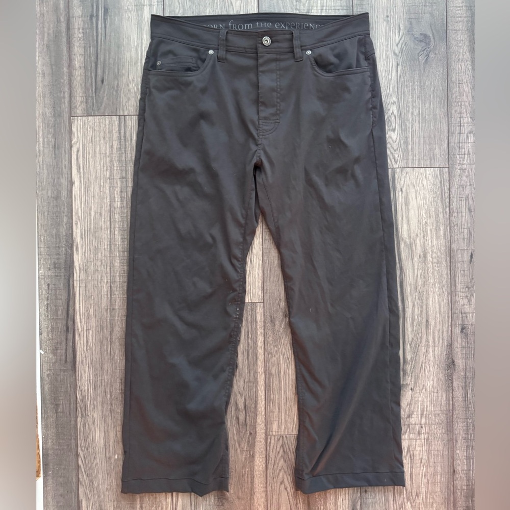 Prana Pants Men 34x27 Gray Stretch Outdoors Hiking Slim Fit
